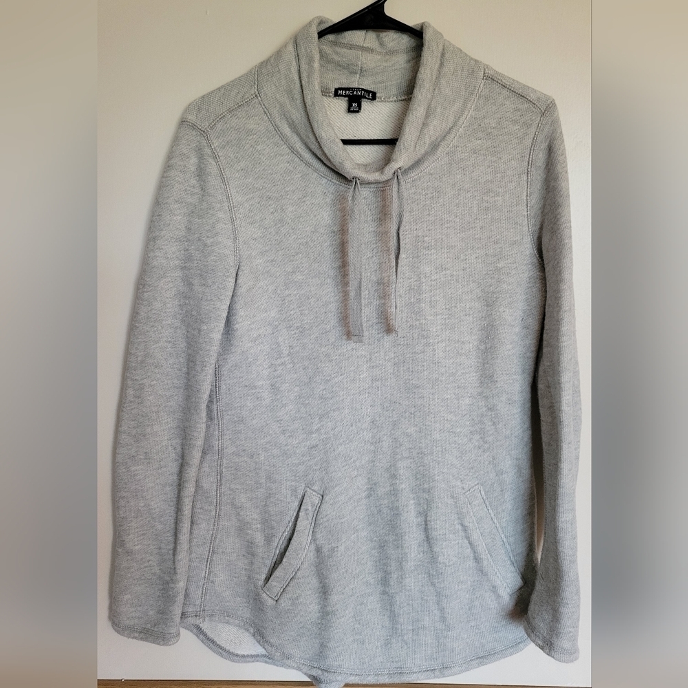 J. Crew Women's Mercantile Gray Cowl Neck Pullover Sweatshirt Size XS